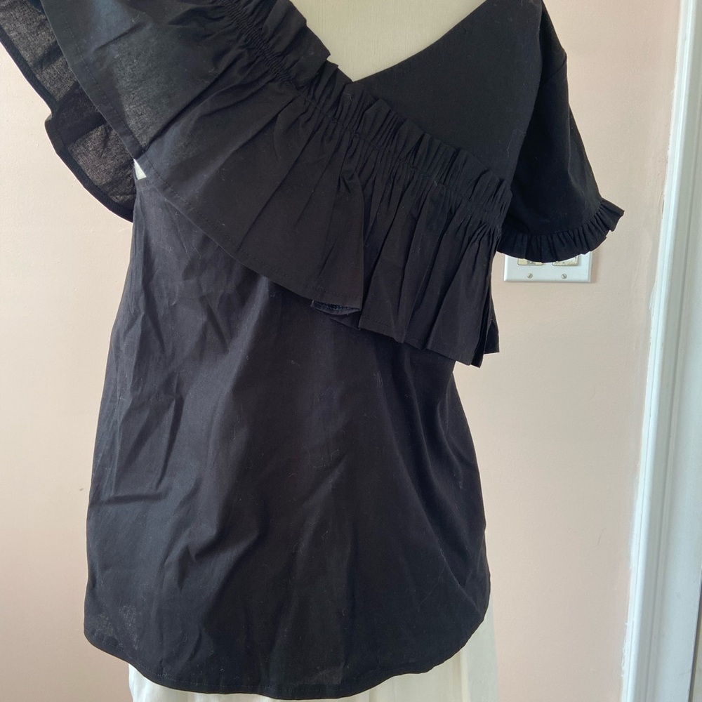 Black Ruffled Women's Top - Picture 5 of 10